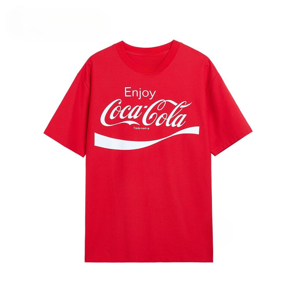 2026 New Trendy Fashion Coke Simple Letter Logo Red Casual TShirt Unisexs Clothing and Womens Clothing Top Summer T Shirt