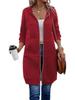 Women's Hooded Long Zip-Up Coat In 15 Colors