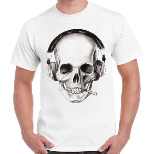 Dj Skeleton Tumblr Smoking Funny Cool Music Retro T Shirt 137 XXL