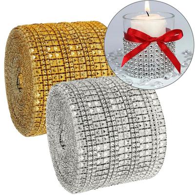 Party Supplies Wrap Table Decoration Double-row  Diamond Wedding Ribbon Pyramid Mesh Roll