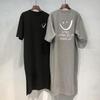 2026 Summer Women's Versatile Korean Style Short Sleeve Slit Midi Dress T-Shirt