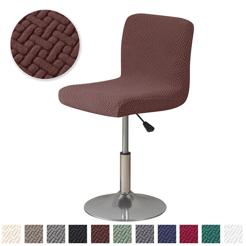 Short Back Bar Chair Cover T-shaped Jacquard Swivel Chair Cover Stretch Small Size Bar Stool Seat Covers for Hotel Banquet Dinin