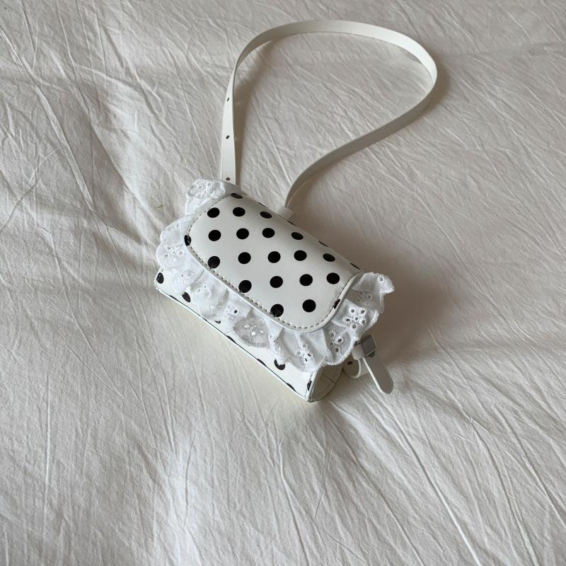 Mini Small Bag Women's 2025 New Trendy Lace Shoulder Bag Premium Polka Dot Messenger Bag Small Square Bag