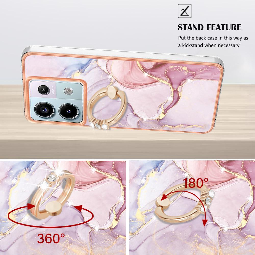 For Xiaomi Redmi Note 13 Pro 5G/Poco X6 5G Case with Ring Kickstand Marble Pattern Electroplating TPU Back Cover