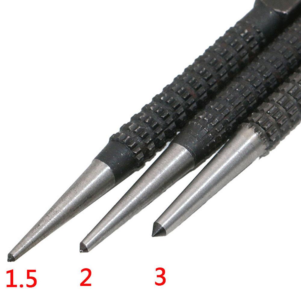 1.5mm/2mm/3mm Metal Center Pin Punch Spring Loaded Marking Starting Holes Tool Wood Press Dent Marker Woodwork Tool Drill Bit