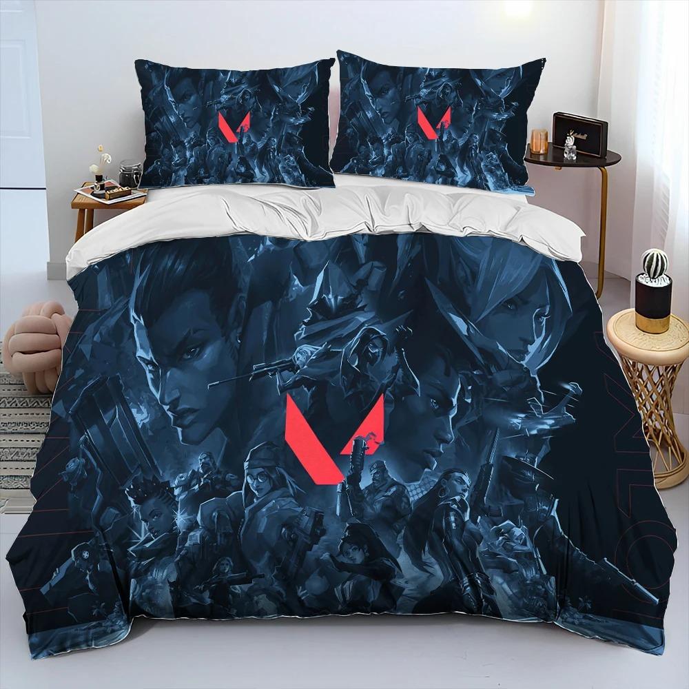 3D VALORANT Game Gamer Cartoon Comforter Bedding Set,Duvet Cover Bed Set Quilt Cover Pillowcase,king Queen Size Bedding Set Kids