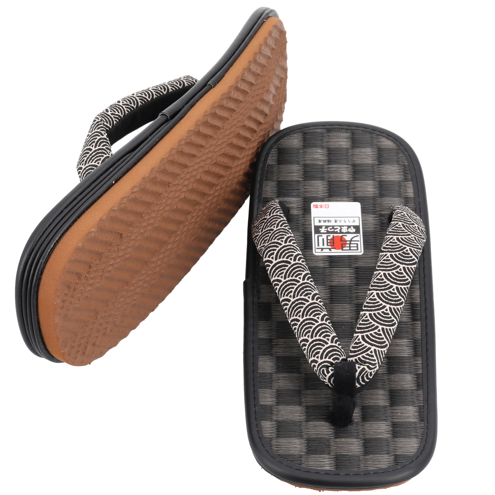 Yamato-ko Setta (Japanese sandals) - Stylish and modern Japanese style. Men s sandals/geta with a chic checkered pattern. Made in Japan. (Wave pattern