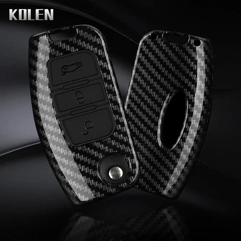 Abs Carbon Fiber Style Auto Key Fob Cover Case Fit For Ford Fiesta Focus 2 C-Max Ecosport S-Max Fusion Mondeo Protected Key Ring Remote Bag