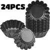 24PCS Egg Tart Mold Carbon Steel Thickened Chrysanthemum Shaped Cake Cookie Molds Non-stick Pie Pizza Mold Cupcake Fluted Muffin