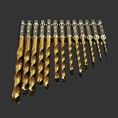 13x HSS-Sechskantschaftbohrer-Set, Schnellwechsel-Titanbeschichteter Spiralbohrer, 1,5–6,5 mm