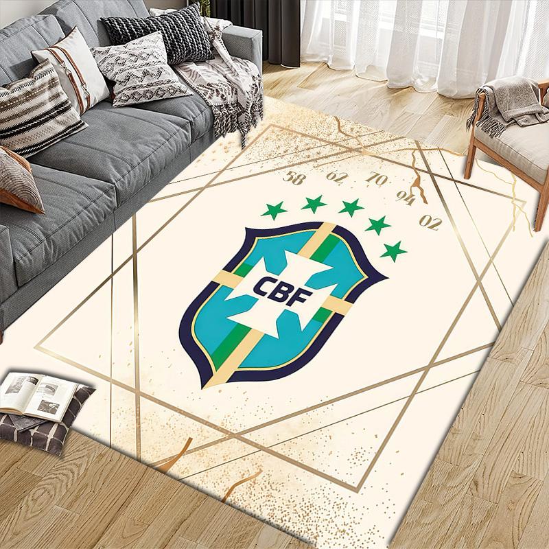 Brazil National Football Team2 Flannel Pattern Square Carpet,Area Rug,Carpet Rug for Living Room Bedroom Sofa Playroom Decor,Non-slip Floor Mat
