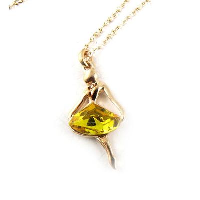 [R6917] - Yellow 'Ballerinas' Designer Necklace - 37x15 Mm