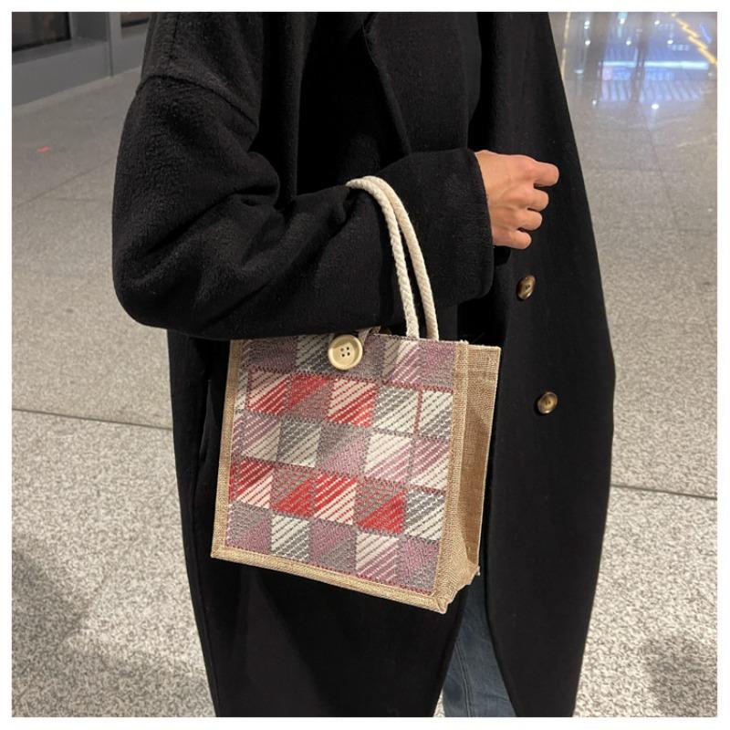 Karierte Canvas Hand-Leinentasche