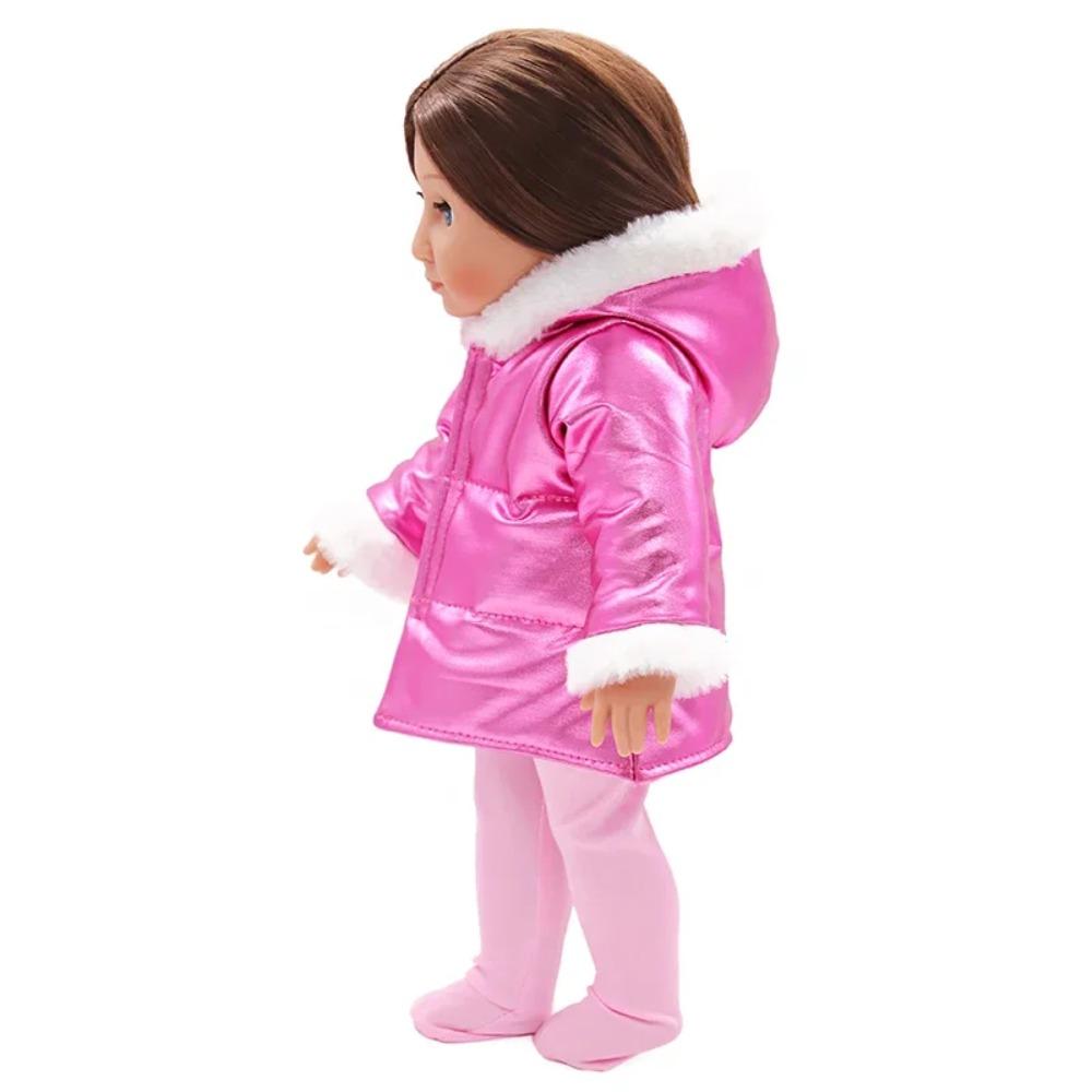 Down Jacket For 18 Inches American Doll Cute Fur Collar Hoodie Doll Clothes Suit Fit 43cm New Baby OG Girl Dolls Best Gift Shoes