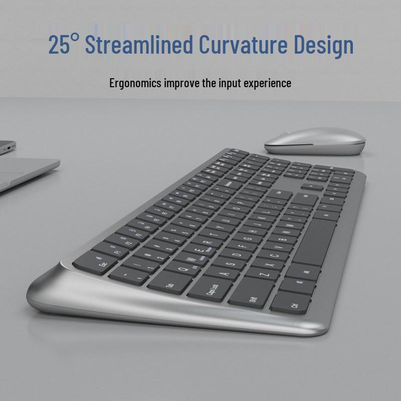 Silent Bluetooth Wireless 2.4G Ergonomic Curved Keyboard for Office