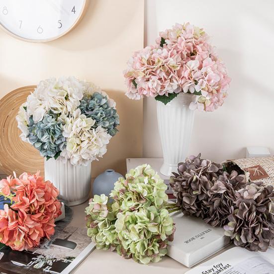 Fiore Artificiale Ramo Singolo Realistico Decorativo Bouquet da Sposa Fiore di Ortensia Mini Decorazione per la Casa
