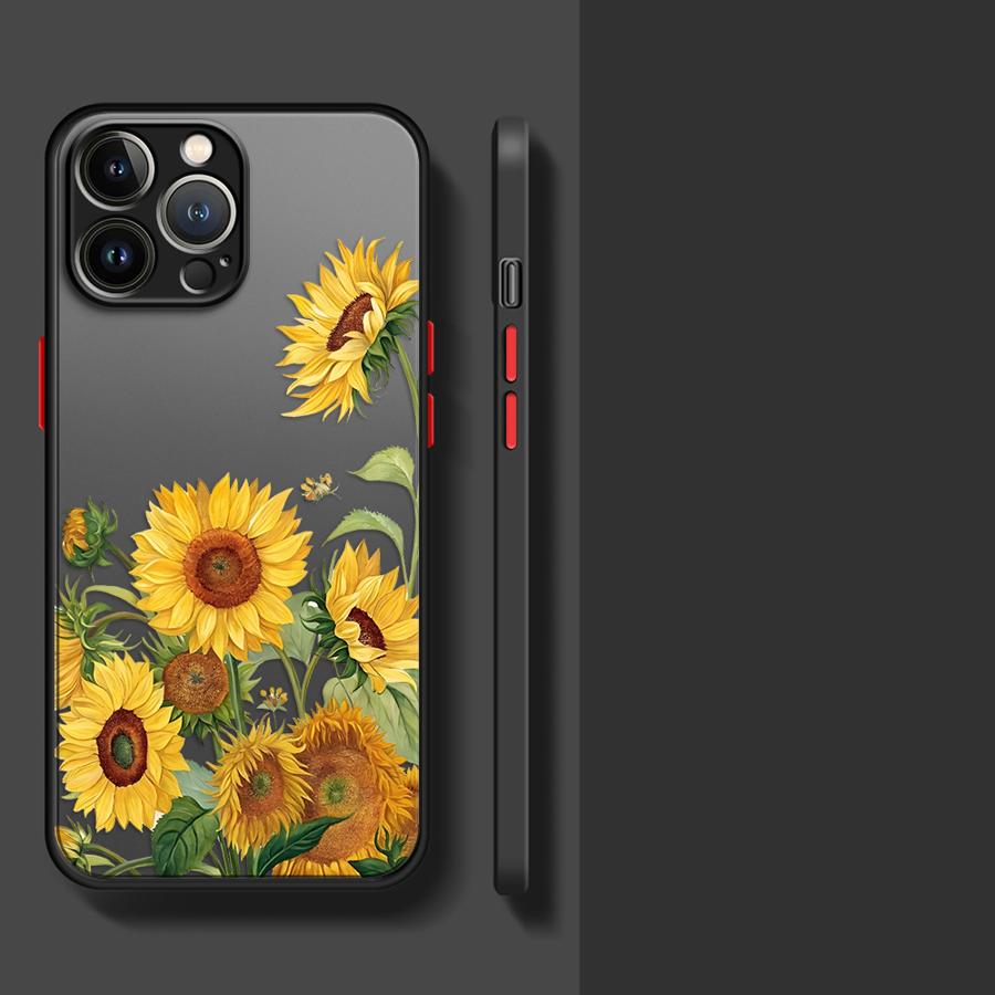 Case for iPhone 17 Pro Max 11 14 16 Plus 15 7 8 SE XS XR 13 Mini 12 Air Funda Back Phone Cover Flower Sunflower