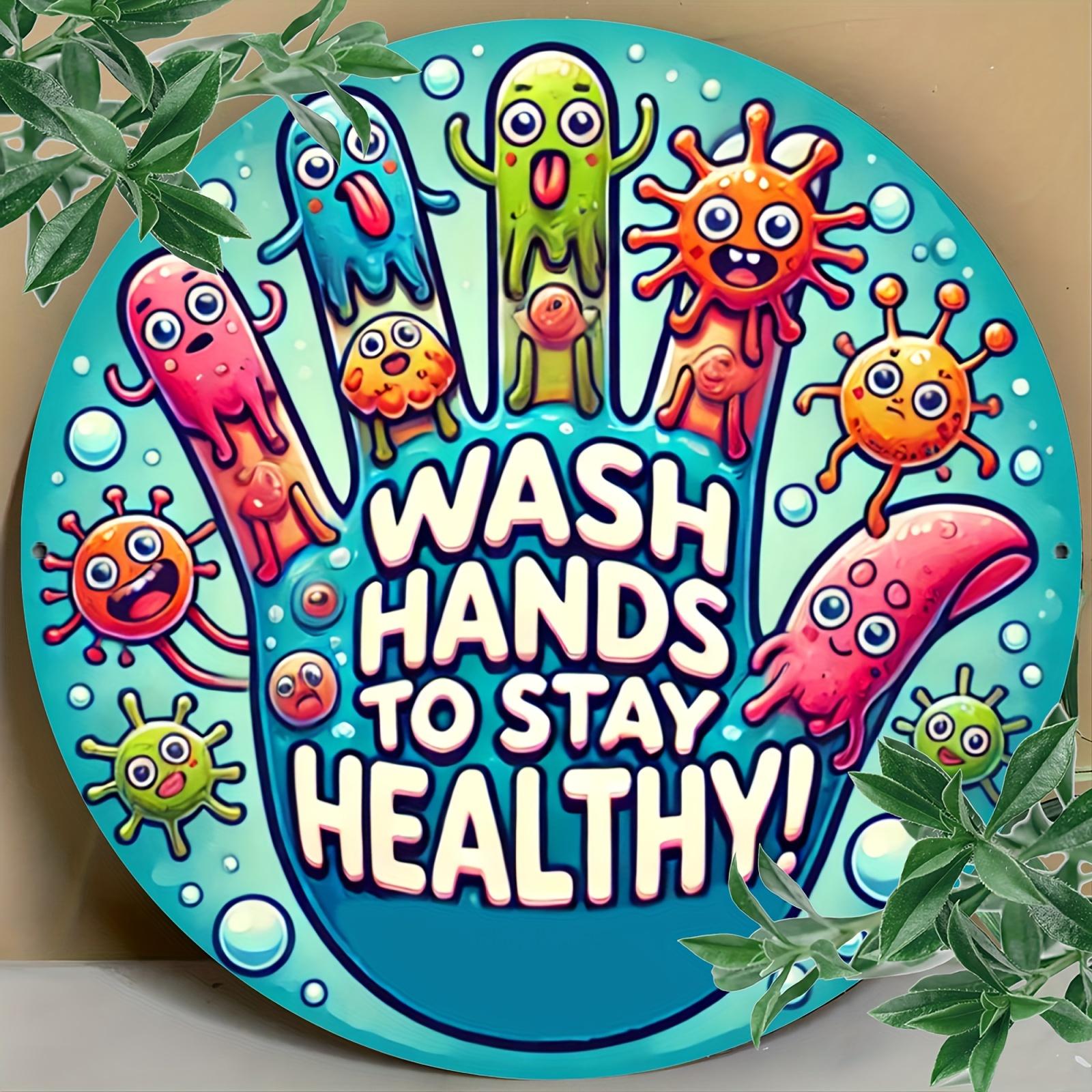 

1 шт., круглый знак «Мойте руки, чтобы оставаться здоровым», 7,8x7,8 дюймов, прочное сезонное настенное искусство, резное из дерева, для дома, сада, крыльца, кафе, декора фермы, ремесла