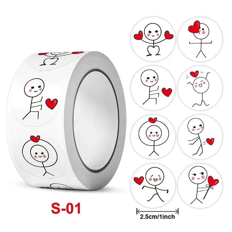 20mm/25mm Matchstick Stickers Cartoon Cute Creative Labels Round Stickers Remarks Sealing Stickers 500 Pieces