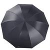 Double-Person Umbrella, Three-Fold, 10-Rib Extra-Large Reinforced Black Gel Reverse Sun Umbrella, Black Gel Obsidian Black