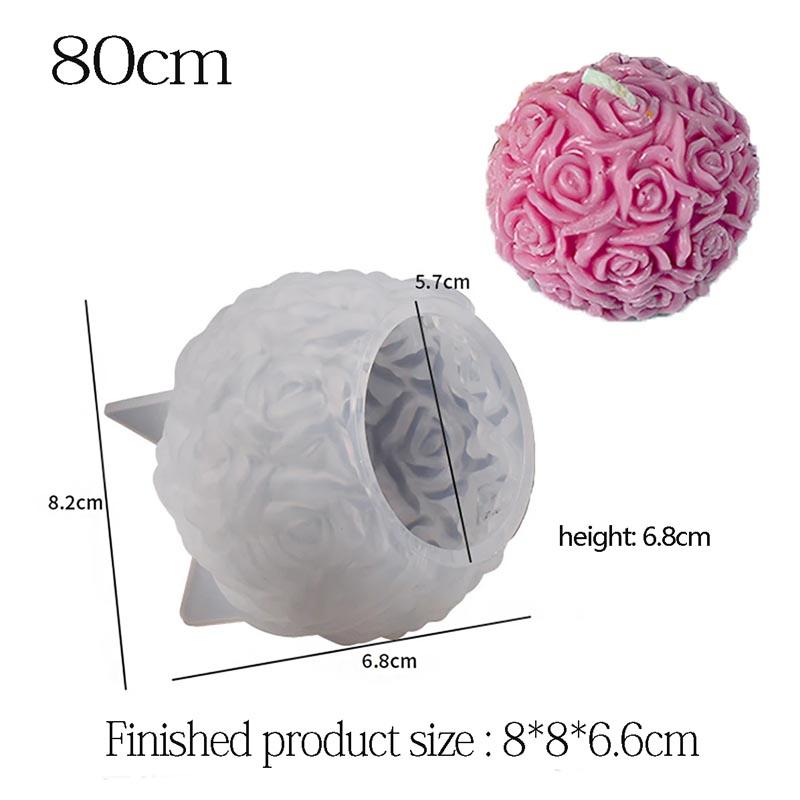 3D Rose Ball Candle Resin Silicone Mold Valentine's Day Casting , Creative Elegant Flower Candle Holder Suitable For DIY Can