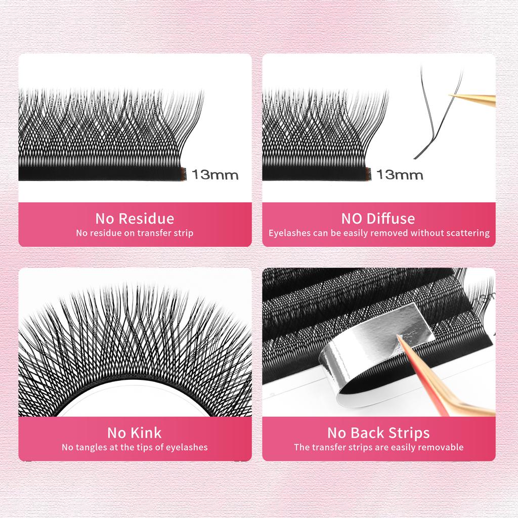 XIUSUZAKI L/LU/M Schwung YY 3D 4D 5D W Wimpernverlängerungen Weiche Natürliche W Wimpernverlängerungen Vorgefertigte Volumenfächer Falsche Wimpern Shop
