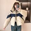 2025 Winter New Down Cotton Jacket Women's Short Contrast Fashion Loose Bread Jacket Thickened Jacket