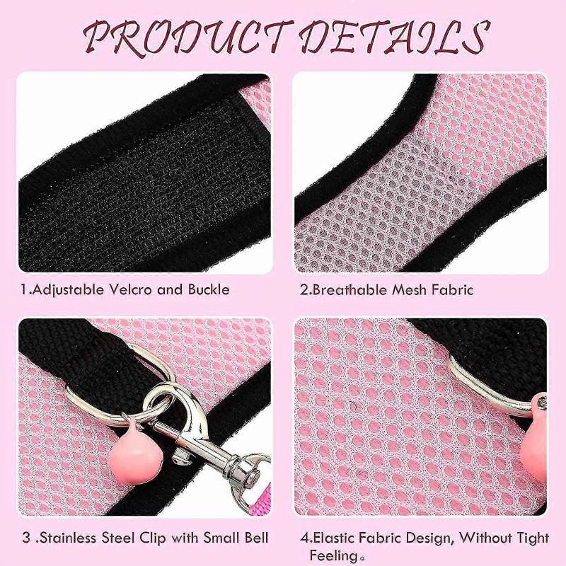 2 Pieces Guinea Pig Clothes Baby Ferret Rats Hamster Soft Mesh Harness Leash Vest Set with Bell for