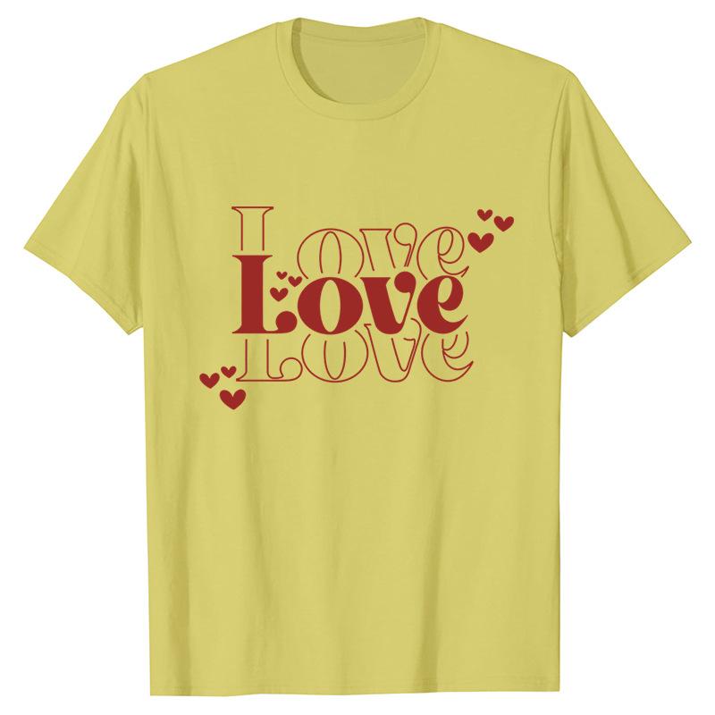 

Забавный Валентина Печатный Парный Универсальный Повседневный Топ Модные Футболки High Street Женские 3XL