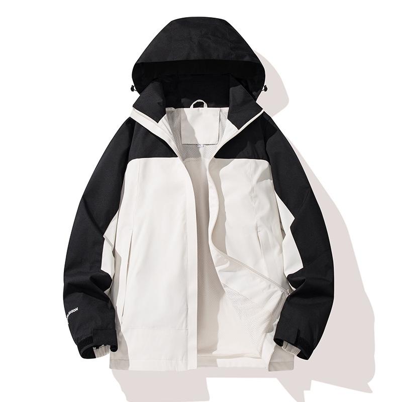 Autumn New Outdoor Windproof Waterproof Jacket Couple Can Detachable Hat Mountaineering Wear Sports Casual Jacket Men