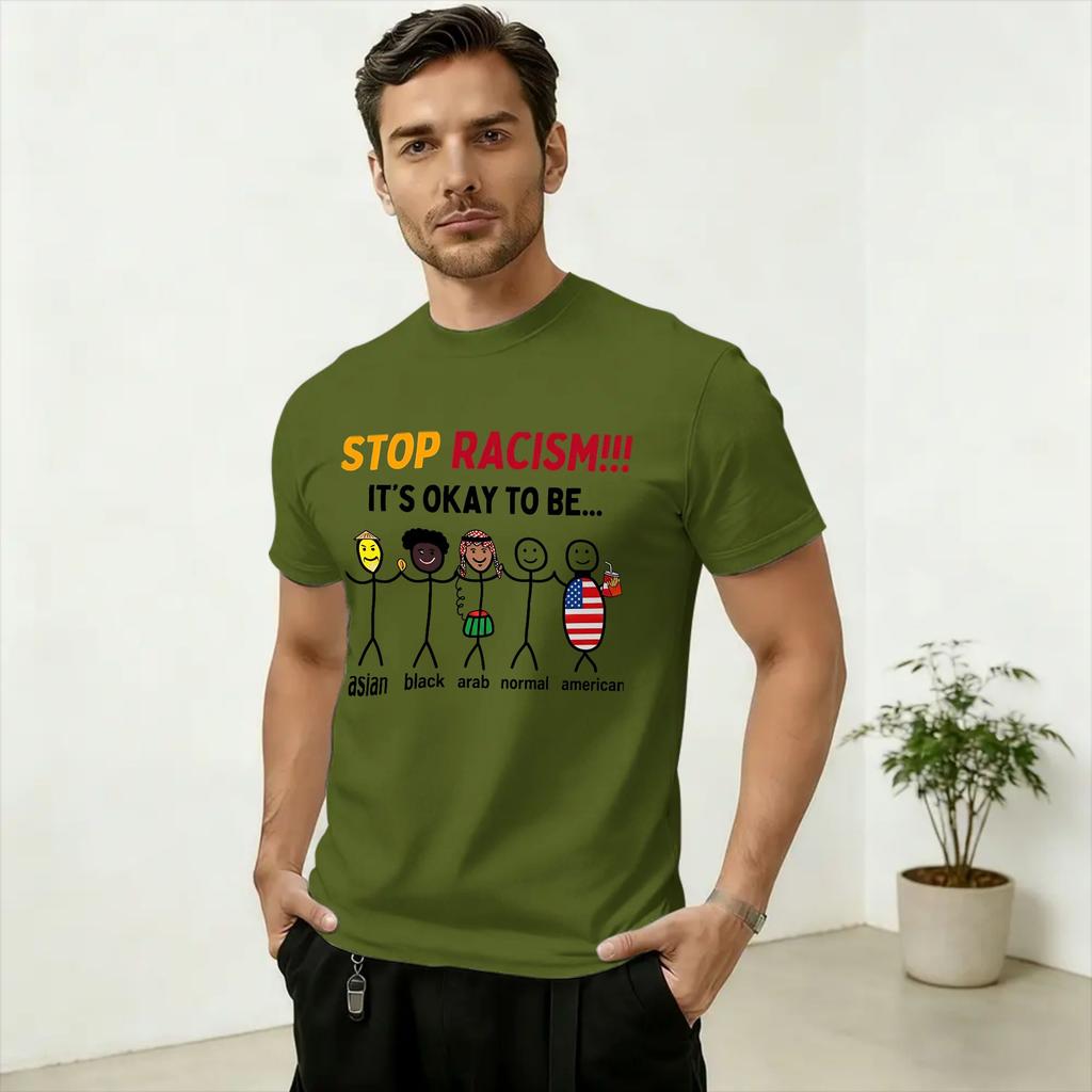 Stop Racism Its Okay To Be TShirt Summer Popular TShirts Unisex Cotton Oversized Top Tees Short Sleeves Y2K Funny Tops