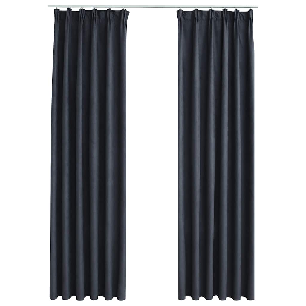 Vidaxl Blackout Curtains with Hooks, 2 Pcs, Anthracite, 140X245 Cm