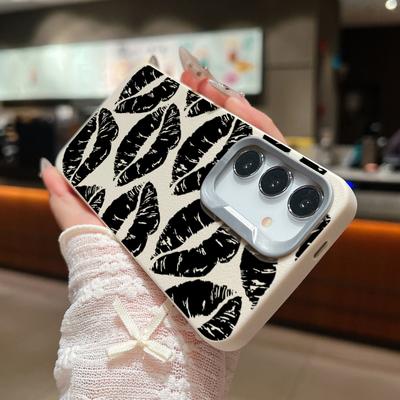 Luxe Zwarte Lippen Print Slanke Zachte Case Voor Samsung S24 FE S23 Ultra S22 A55 A16 A54 A15 A35 A34 Lensbescherming Schokbestendig Matte TPU Telefoonhoes