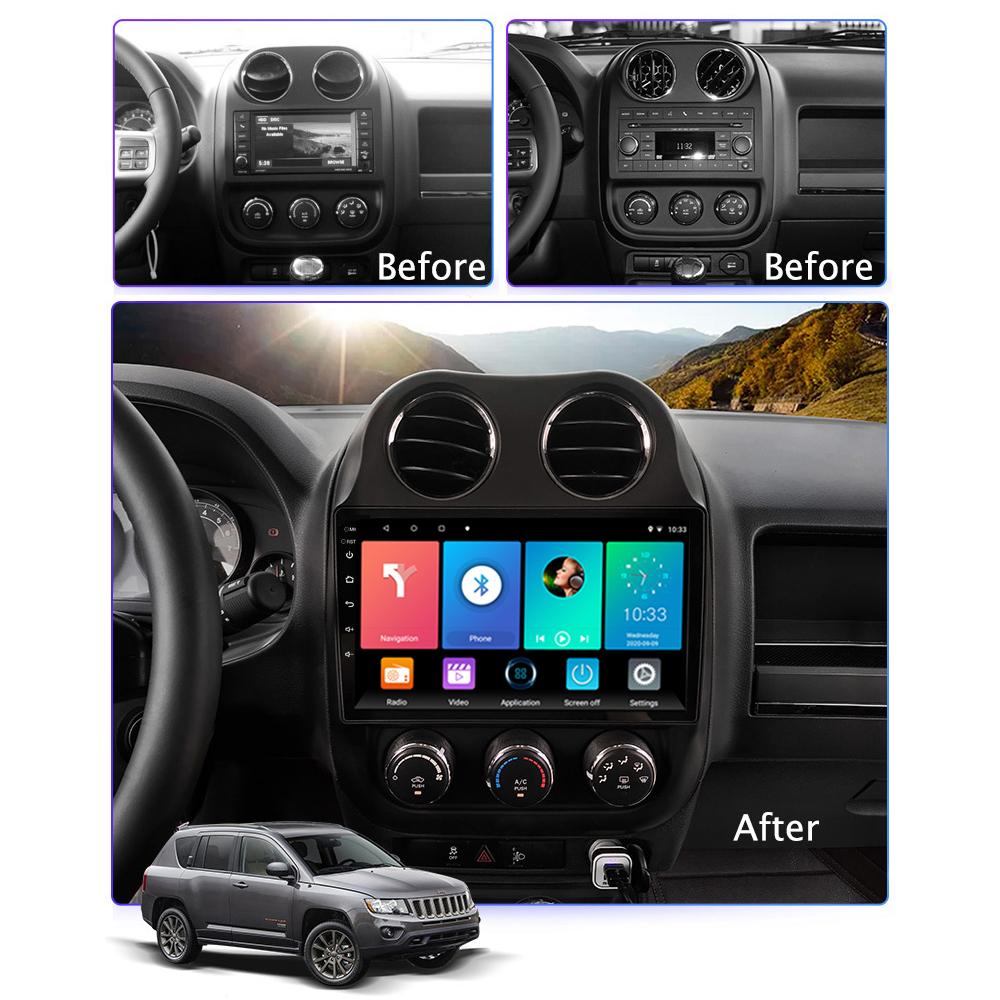 Multimediální přehrávač Android 2 Din do auta pro Jeep Compass 2009-2016 Hlavní jednotka Stereo Carplay GPS Navigace BT WIFI 2+32GB