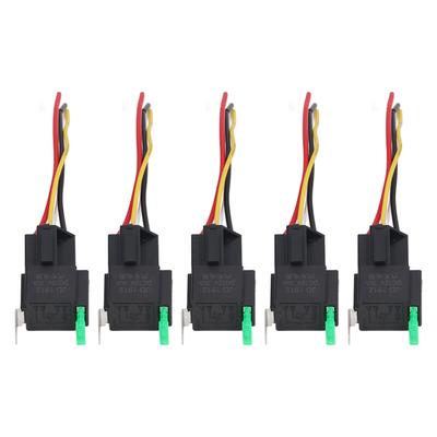 5 Stück Kfz-Relais 12V DC 30A 4 Pin 4 Drähte Verriegelndes Relais Sockel Set Kit für Fahrzeug