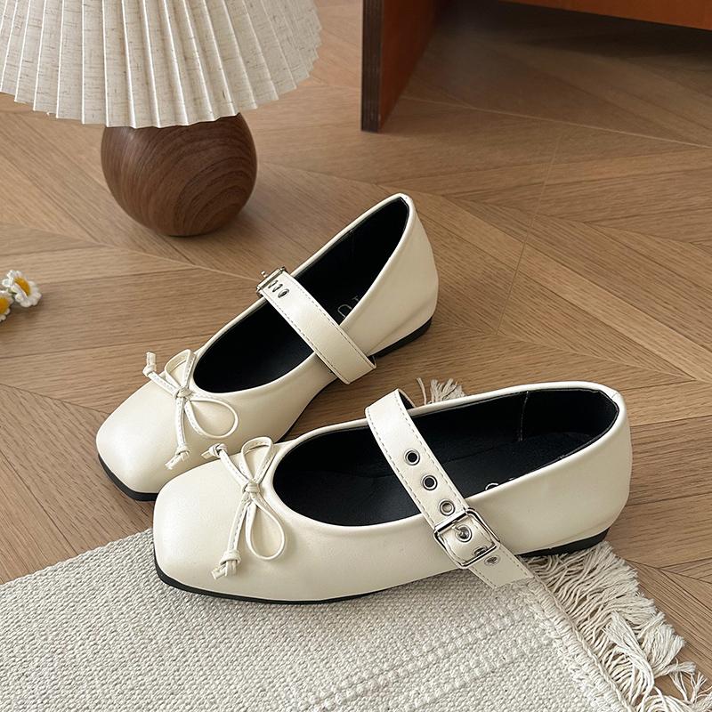 

Fashion Female Buckle Strap Footwear Ballet Flats Fashion Women Dance Shoes 2025 Spring Round Toe Ladies Lolita Shoes mocasines mujer 35 бежевый