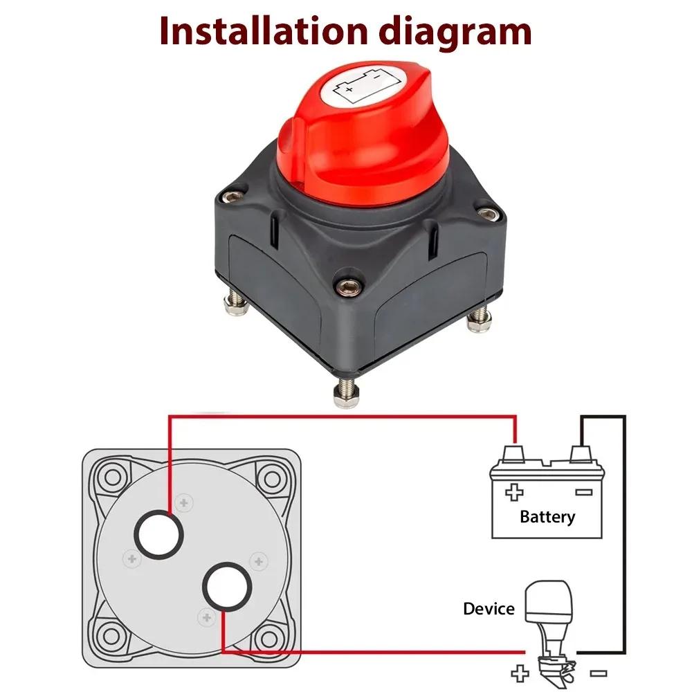 On/Off 2 Position 275A Marine Battery Disconnect Switch 12V-48V Waterproof Battery Kill Switch for Car Vehicle RV and Boat