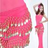 Woman Cute Fancy Skirt Hip Wear Chiffon Gold Coins Fashion 3 Dancing Row Belt Dance Belly Scarf