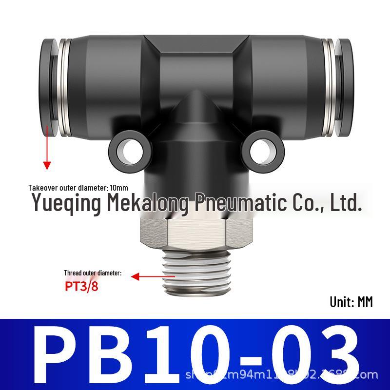 Three-Way Pneumatic Quick Connector Set for Air Hoses - Black, White, Blue Fittings