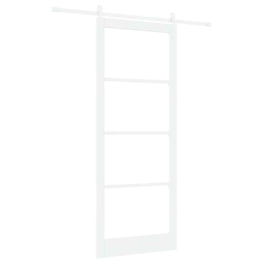 ORKDAL Sliding Door White 93 X 232 Cm Solid Pine Wood and Glass