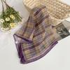 Silk Scarf Neck Small Square Scarf High-end New Versatile Plaid Headscarf Summer Women Pastoral Headband Tied Hair Streamer