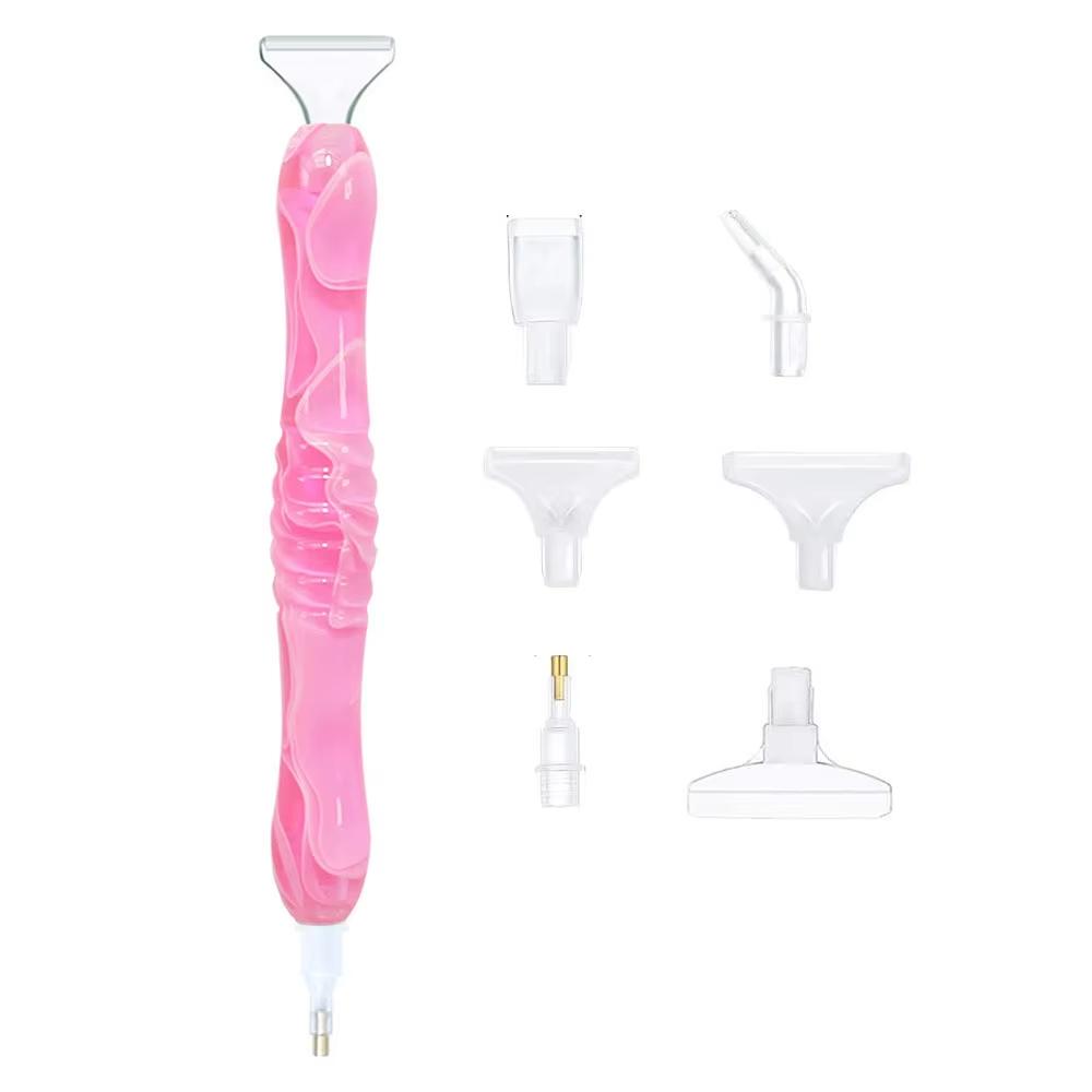 5D Resin Diamond Painting Pen with 6pcs Plastic Replacement Pen Heads Point Drill Pens DIY Art Crafts Diamond Painting