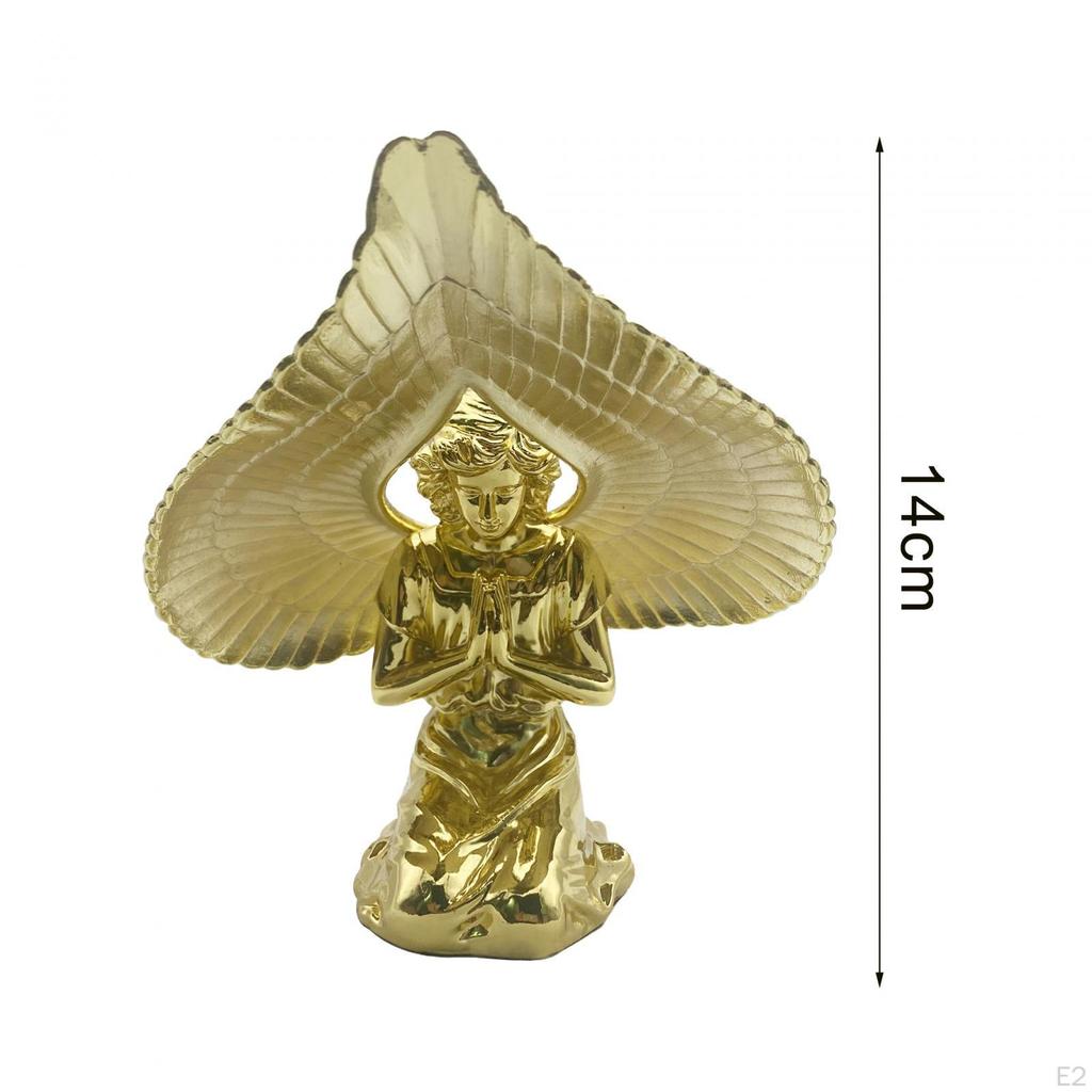 Angel Prayer Figurine Metal Sculpture 5.5inch Tall Shelf Collection Decorative with Wing Table