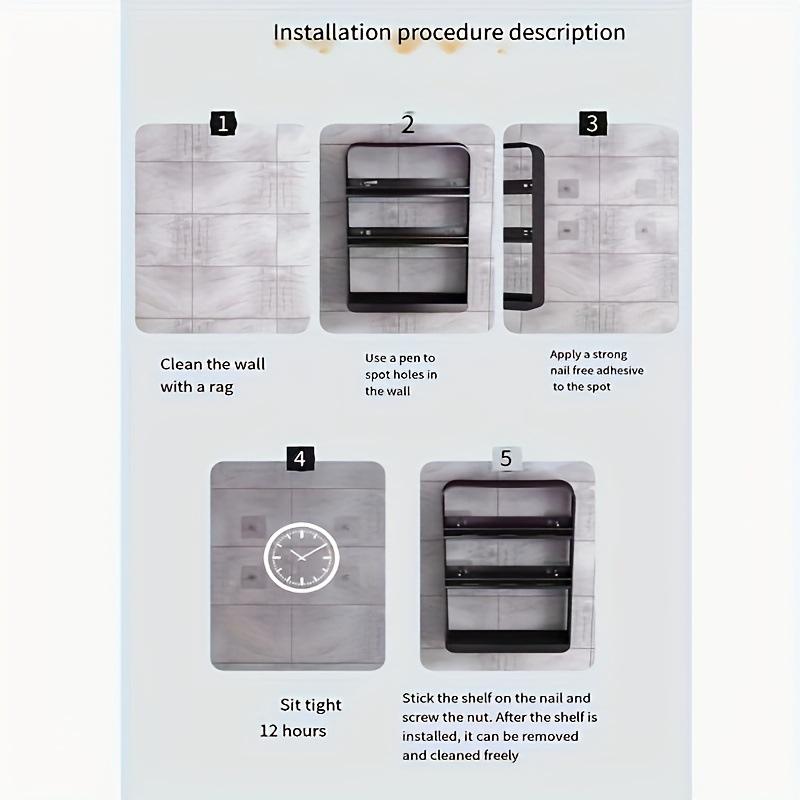 Seasoning Storage Rack Wall Mounted Kitchen Non Perforated Multi-layer Household Seasoning Bottle Storage Rack Bathroom  Shelf