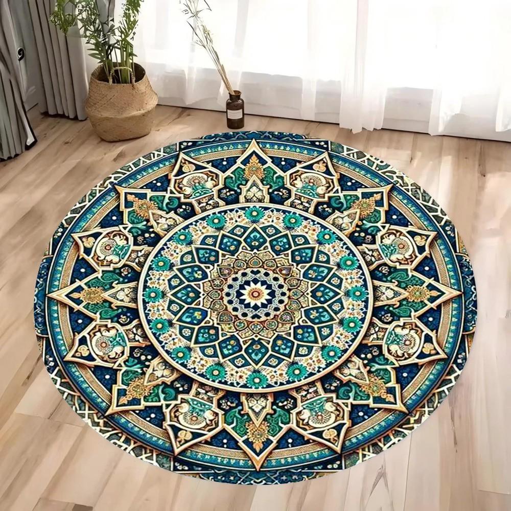Boho Chic Moroccan Tile Round Carpet Mat Rug Euro American Geometric Mandala Colorful Home Decoration Living Room Yoga Room