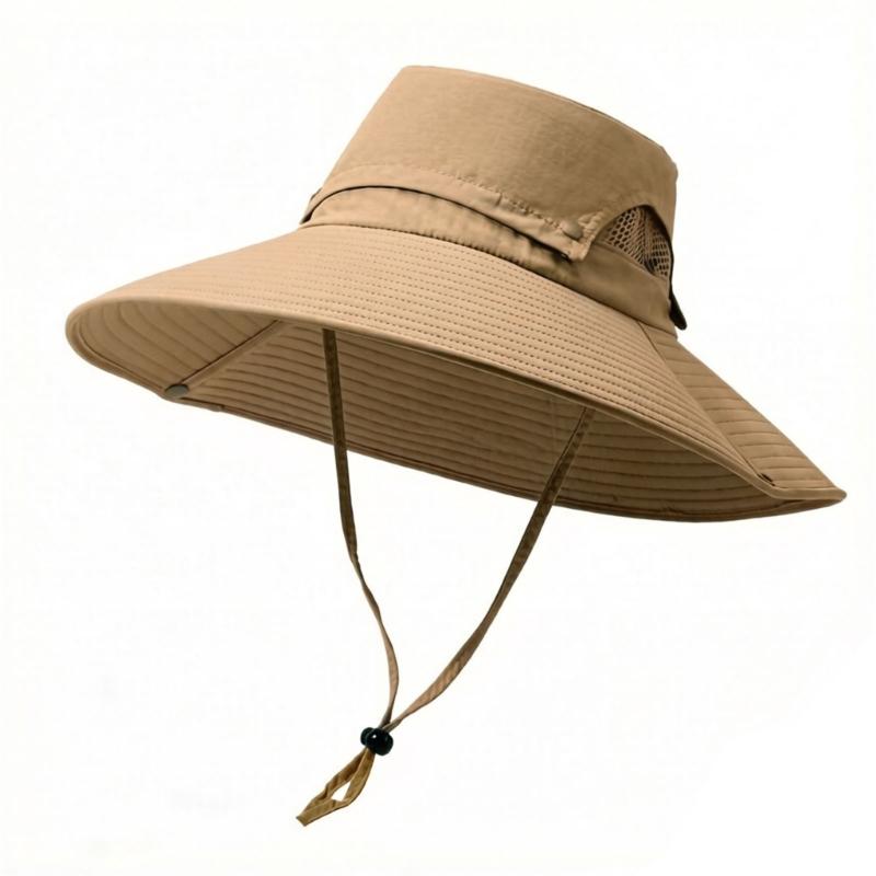 Adjustable Wide Brims Sun Hat For Men With Removable Top Panel Breathable Outdoor Fishing Cap Sun Protections
