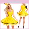 Ohromující žluté dámské šaty kostým Pokémon Pikachu s tylovými detaily pro halloweenské oslavy