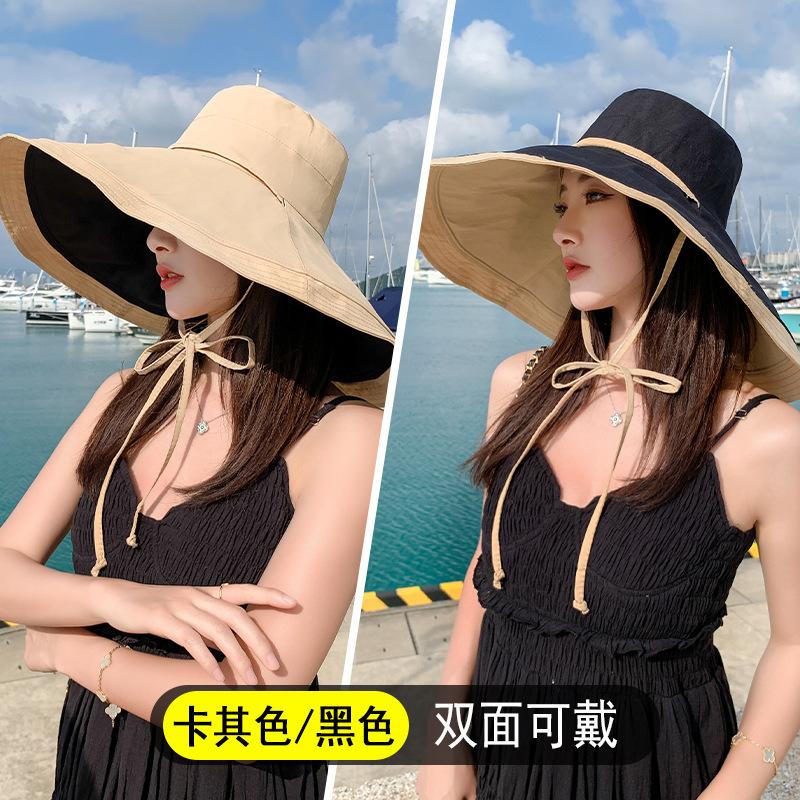 

18 oversized brim double-sided bucket hat women s summer face visor sun hat sun protection and UV protection sun hat average size 55--59 head circumference