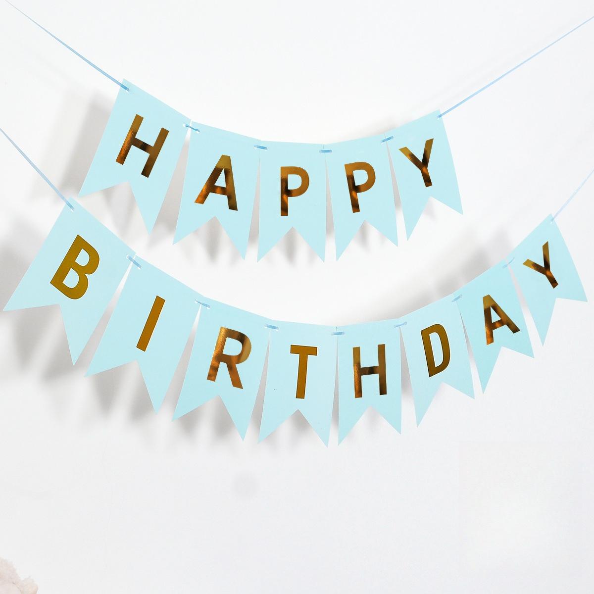 Happy Birthday Hot Stamped Swallowtail Banner Decoration Party Decoration Supplies Happy Birthday Background Decoration