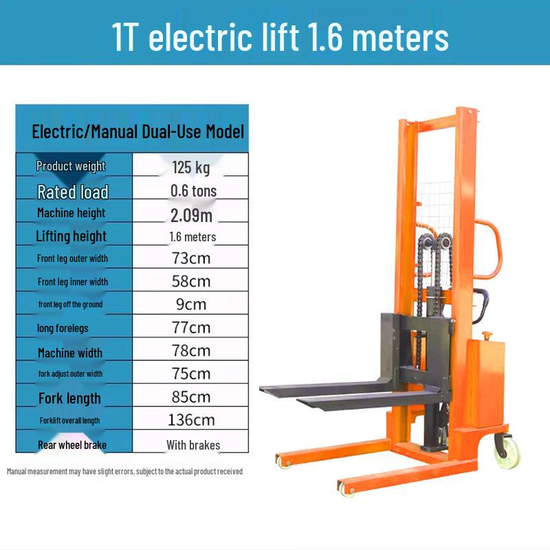 Manual and Electric Hydraulic Stacker: 1-2 Ton Capacity Forklift & Lifting Truck